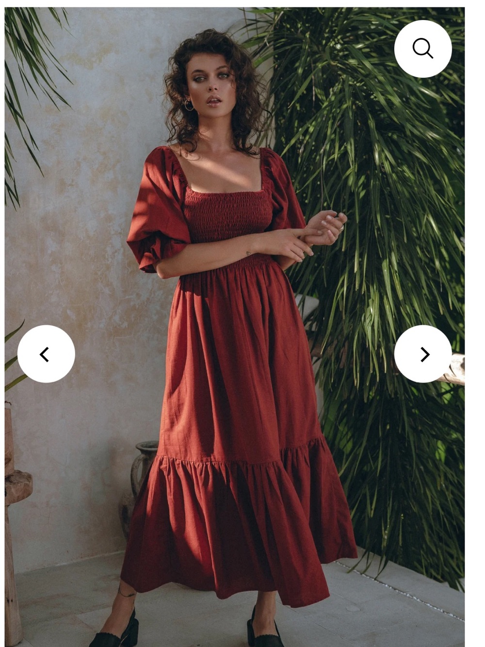 Bali Lane Almeria Smocked Midi Linen - Color Morocco - Small